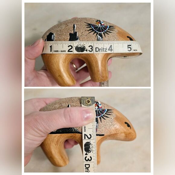 Navajo Native American Hand Sand Painted Pottery Bear Story Teller - Picture 3 of 8